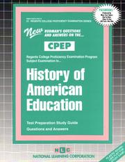 Cover of: History of American Education (Regents College Proficiency Examination Series (Cpep).)