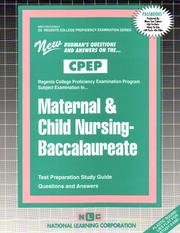 Cover of: Maternal and Child Nursing-Baccalaureate (Regents College Proficiency Examination Series (Cpep).)