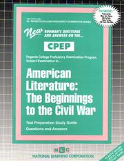 Cover of: American Literature: The Beginnings to the Civil War (College Proficiency Examination Service, Cpep 26)