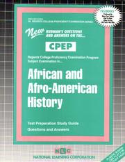 Cover of: African and Afro-American History (Regents College Proficiency Examination Series (Cpep).) by Jack Rudman