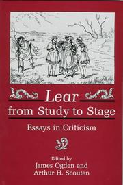 Cover of: Lear from study to stage: essays in criticism
