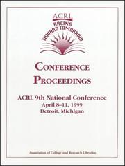 Cover of: Racing toward tomorrow: proceedings of the Ninth National Conference of the Association of College and Research Libraries, April 8-11, 1999