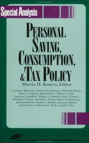Cover of: Personal saving, consumption, and tax policy