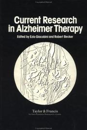 Cover of: Current research in Alzheimer therapy: cholinesterase inhibitors