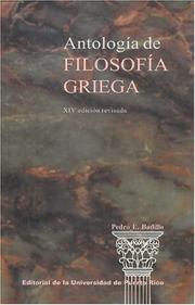 Cover of: Antologc-A de La Filosofc-A Griega