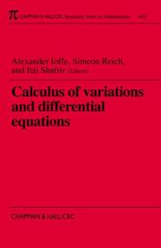 Cover of: Calculus of variations and differential equations: Technion 1998