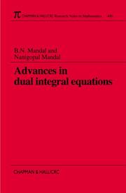 Cover of: Advances in dual integral equations
