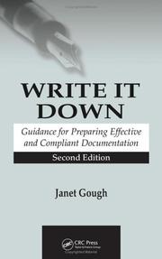 Cover of: Write it Down: Guidance for Preparing Effective and Compliant Documentation, Second Edition