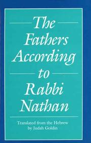 Cover of: The Fathers According to Rabbi Nathan (Yale Judaica Series)
