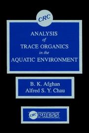 Cover of: Analysis of trace organics in the aquatic environment