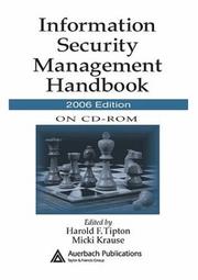 Cover of: Information Security Management Handbook on CD-ROM, 2006 Edition by Harold F. Tipton, Micki Krause