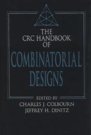 Cover of: The CRC handbook of combinatorial designs