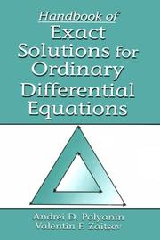 Cover of: Handbook of exact solutions for ordinary differential equations by A. D. Poli͡anin