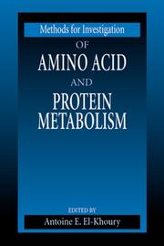 Cover of: Methods for Investigation of Amino Acid and Protein Metabolism (Methods in Nutrition Research)