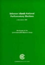 Cover of: Solomon Islands national parliamentary elections by 