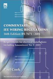 Cover of: Commentary on IEE Wiring Regulations, 16th Edition (BS 7671: 2001) by Paul Cook