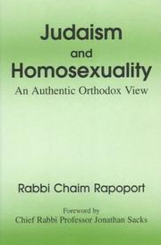 Cover of: Judaism and Homosexuality: An Authentic Orthodox View