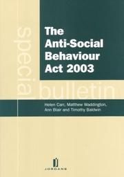 Cover of: Anti-social Behaviour Act 2003: special bulletin