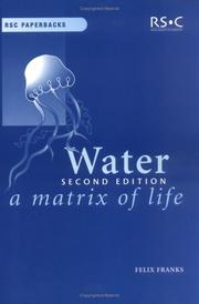 Cover of: Water: a matrix of life
