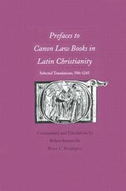 Cover of: Prefaces to Canon Law books in Latin Christianity: selected translations, 500-1245