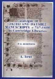 Cover of: Catalogue of dated and datable manuscripts c. 737-1600 in Cambridge libraries