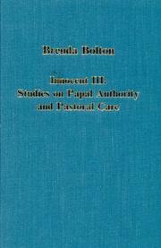 Cover of: Innocent III: studies on papal authority and pastoral care