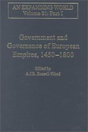 Cover of: Government and governance of European empires, 1415-1800