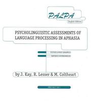 Cover of: Palpa: Psycholinguistic Asessments Of Language Processing In Aphasia