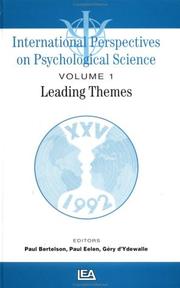 Cover of: International Perspectives On Psychological Science I (International Perspectives on Psychological Science)