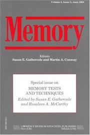 Cover of: Memory Tests And Techniques by Susan E. Gathercole