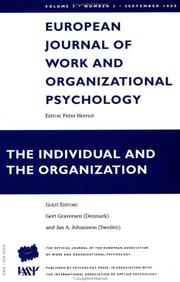 Cover of: The Individual And The Organization: A Special Issue of the European Journal of Work and Organizational Psychology