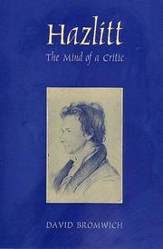 Cover of: Hazlitt by David Bromwich