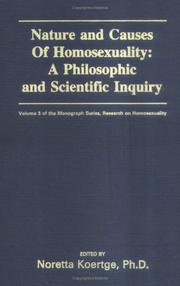 Cover of: The Nature and Causes of Homosexuality: A Philosophic and Scientific Inquiry (Journal of Homosexuality) (Journal of Homosexuality)