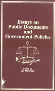Cover of: Essays on public documents and government policies