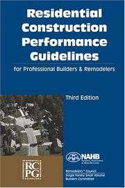 Cover of: Residential Construction Performance Guidelines