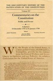 Cover of: Ratification Constitution V15: Commentaries on the Constitution, Volume 3 (Ratification of the Constitution)