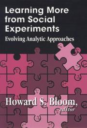 Cover of: Learning More from Social Experiments: Evolving Analytic Approaches