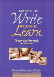 Cover of: Learning To Write, Writing To Learn by Roselmina Indrisano, Jeanne R. Paratore