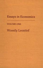 Cover of: Essays in Economics by Wassily W. Leontief