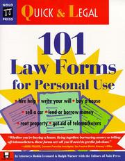 Cover of: 101 law forms for personal use by Robin Leonard, Robin Leonard