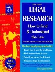 Cover of: Legal Research by Stephen Elias, Susan Levinkind, Janet Portman