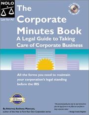 Cover of: The corporate minutes book by Anthony Mancuso