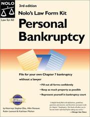 Cover of: Nolo's Law Form Kit: Personal Bankruptcy
