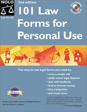 Cover of: 101 law forms for personal use by Robin Leonard