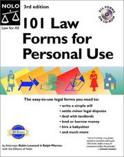 Cover of: 101 law forms for personal use by Ralph E. Warner