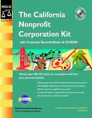 Cover of: The California nonprofit corporation kit by Anthony Mancuso