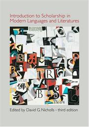 Cover of: Introduction to Scholarship in Modern Languages and Literatures by David G. Nicholls