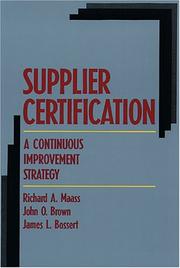 Cover of: Supplier certification | Richard A. Maass