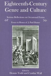 Cover of: Eighteenth-century genre and culture: serious reflections on occasional forms : essays in honor of J. Paul Hunter
