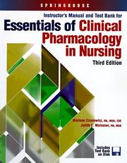 Cover of: Essentials of clinical pharmacology in nursing by [edited by] Bradley R. Williams, Charold L. Baer.